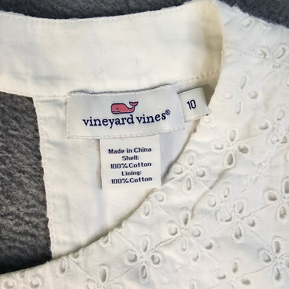 Vineyard Vines Womens White Eyelet Lace Sleeveless Dress Size 10 Feminine Preppy - Picture 8 of 16